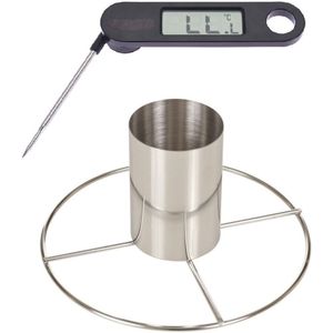 Kiprooster/kippengrill voor de barbecue/BBQ/oven RVS 20 cm - Met digitale vleesthermometer / braadthermometer RVS 17 cm