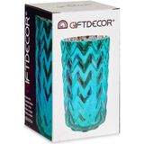 Giftdecor - Bloemenvazen 2x stuks - luxe decoratie glas - turquoise - 11 x 20cm