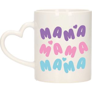 Bellatio Decorations Cadeau koffie/thee mok voor mama - wit - hartjes/liefdes oor - Moederdag
