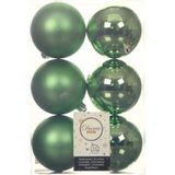 Kunststof kerstballen - 10x stuks - groen - 8 en 10 cm