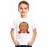 Kerst t-shirt voor kinderen met rendier print - wit - shirt voor jongens en meisjes
