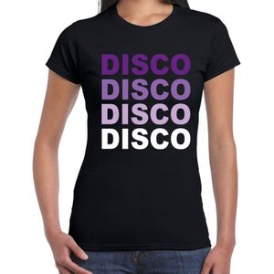 Disco feest t-shirt zwart voor dames - discofeest / party shirt - 70s / 80s party outfit