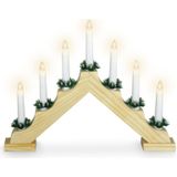 Set van 2x stuks kaarsenbrug - hout - met 7 LED - 39,5 x 5 x 31 cm