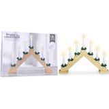 Set van 2x stuks kaarsenbrug - hout - met 7 LED - 39,5 x 5 x 31 cm