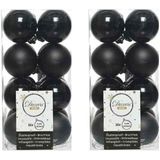 96x Zwarte kunststof kerstballen 4 cm - Mat/glans - Onbreekbare plastic kerstballen - Kerstboomversiering zwart
