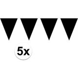 5x vlaggenlijn / slinger zwart 10 meter - totaal 50 meter - slingers