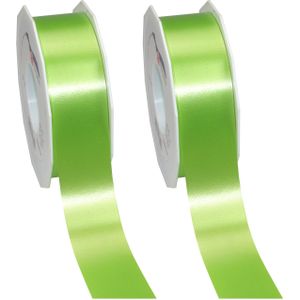 2x XL Hobby/decoratie groene kunststof sierlinten 4 cm/40 mm x 91 meter- Luxe kwaliteit - Cadeaulint kunststof lint/ribbon
