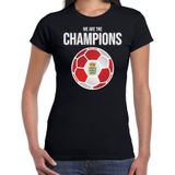 Denemarken EK/ WK supporter t-shirt - we are the champions met Deense voetbal - zwart - dames - kleding / shirt