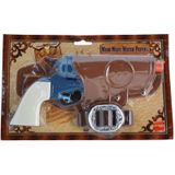 Cowboy revolver blauw + holster