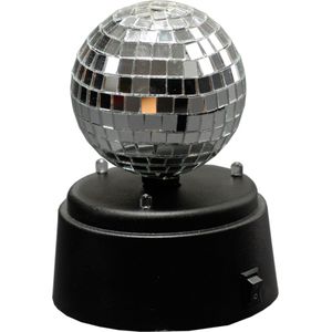 Disco party spiegel licht/disco bol - zwart - roterend - Multi kleurige LED verlichting