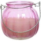 Decoris Citronella kaars - glas - roze - 15 branduren - D8 x H8 cm