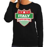 Italy supporter schild sweater zwart voor dames - Italie landen sweater / kleding - EK / WK / Olympische spelen outfit
