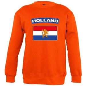 Oranje Holland vlag sweater kinderen - Oranje Koningsdag/ supporter kleding