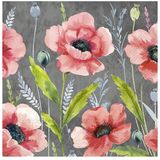 60x Gekleurde 3-laags servetten klaprozen 33 x 33 cm - Voorjaar/lente bloemen thema