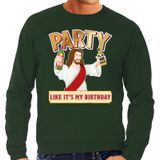 Foute Kersttrui / sweater - Party Jezus - groen voor heren - kerstkleding / kerst outfit