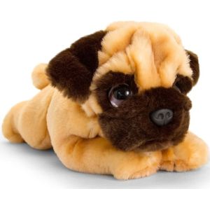 Keel Toys pluche Mopshond bruin honden knuffel 25 cm - Honden knuffeldieren - Speelgoed voor kind