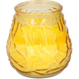1x Citronella lowboy tuin kaarsen in geel glas - 10 cm - 15 branduren