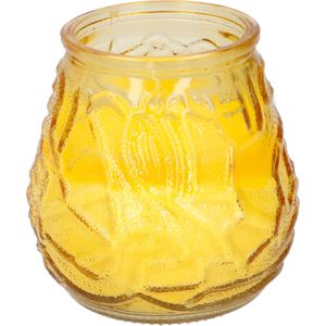 1x Citronella lowboy tuin kaarsen in geel glas - 10 cm - 15 branduren