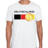 Deutschland / Duitsland landen t-shirt met medaille en Duitse vlag - wit - heren -  Duitsland landen shirt / kleding - EK / WK / Olympische spelen outfit