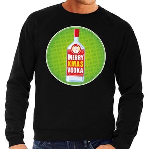 Foute kersttrui / sweater Merry Chrismas Vodka zwart voor heren - Kersttrui voor wodka liefhebber