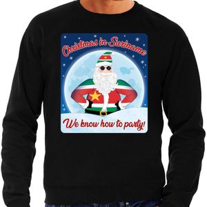 Foute Kersttrui / sweater - Christmas in Suriname we know how to party - zwart voor heren - kerstkleding / kerst outfit