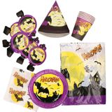 Halloween Thema feest papieren party set - 2x - vleermuis - 31 delig - 6 personen -  wegwerp servies