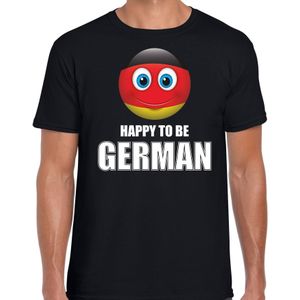 Duitsland Happy to be German landen t-shirt met emoticon - zwart - heren -  Duitsland landen shirt met Duitse vlag - EK / WK / Olympische spelen outfit / kleding