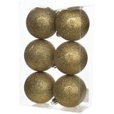 18x Gouden kunststof kerstballen 8 cm - Glitter - Onbreekbare plastic kerstballen - Kerstboomversiering goud