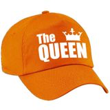 2x stuks the Queen pet / cap oranje met witte letters en kroon voor dames - Koningsdag - verkleedpet / feestpet