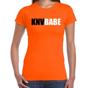 Oranje fan t-shirt voor dames - Knvbabe - Nederland supporter - EK/ WK shirt / outfit