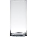 Transparante home-basics Cilinder vaas/vazen van glas 30 x 12 cm - Bloemen/takken/boeketten vaas voor binnen gebruik