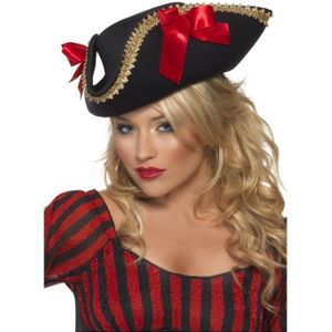 Zwarte piraten driesteek hoed voor volwassenen - Piratenhoed - Verkleedkleding voor volwassenen