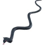 Chaks nep cobra slangen 35 cm - zwart - 2x stuks - griezel/horror thema decoratie dieren