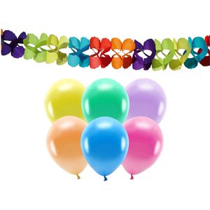 Verjaardag versiering set - 2x slingers en 100x ballonnen