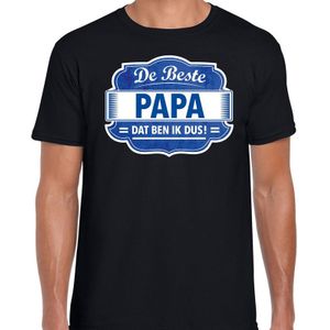 Cadeau t-shirt voor de beste papa voor heren - zwart met blauw - papas - kado shirt / kleding - vaderdag / collega