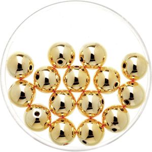 60x stuks metallic sieraden maken kralen in het goud van 8 mm - Kunststof waskralen voor armbandje/kettingen