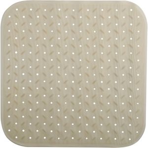 MSV Douche/bad anti-slip mat badkamer - rubber - beige - 54 x 54 cm - met zuignappen
