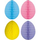 4x stuks hangende gekleurde paaseieren van papier 30 cm - Paas/pasen thema decoraties/versieringen - Honeycombs