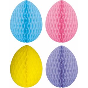 4x stuks hangende gekleurde paaseieren van papier 30 cm - Paas/pasen thema decoraties/versieringen - Honeycombs