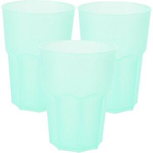 Limonade/drinkbeker onbreekbaar kunststof - 12x - mintgroen - 480 ml - 12 x 9 cm - camping bekers