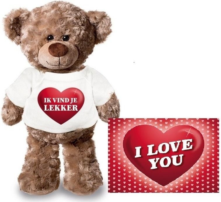 verklaren Pijnboom gouden Knuffel teddybeer ik vind je lekker hartje 24 cm met Valentijnskaart A5 -  Valentijn/ romantisch cadeau kopen? | beslist.nl