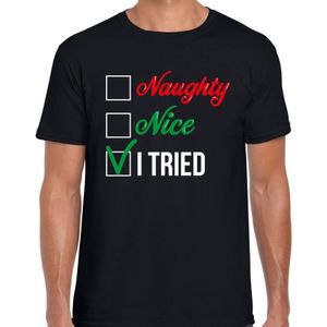 Naughty nice fout Kerst t-shirt - zwart - heren - Kerstkleding / Kerst outfit