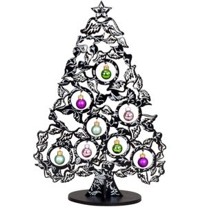 IKO -klein decoratie kerstboompje zwart -met kerstballen -38,5cm -hout