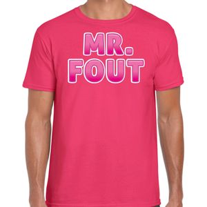 Bellatio Decorations verkleed t-shirt voor heren - Mr. Fout - roze - carnaval