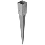 8x Paalhouders / paaldragers staal verzinkt met punt - 7 x 7 x 75 cm - houten palen in de grond plaatsen - paalpunten / paalvoeten