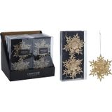 Christmas Decoration kersthangers sneeuwvlokken -2x-champagne -11,5 cm
