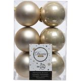 24x stuks kunststof kerstballen mix van champagne en rood 6 cm - Kerstversiering