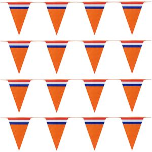 Bellatio Decorations - Oranje Holland vlaggenlijnen - 4x stuks van 10 meter - Oranje versiering slinger WK/ EK/ Koningsdag