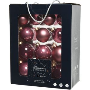 52x stuks kerstballen oudroze van glas 5, 6 en 7 cm - mat/glans - Kerstversiering/boomversiering