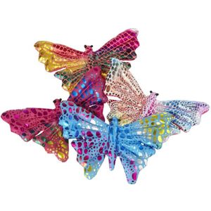 2x Gekleurde Vlinder Knuffeltjes van Ongeveer 12 cm Groot - Decoratie Vlinders van Pluche